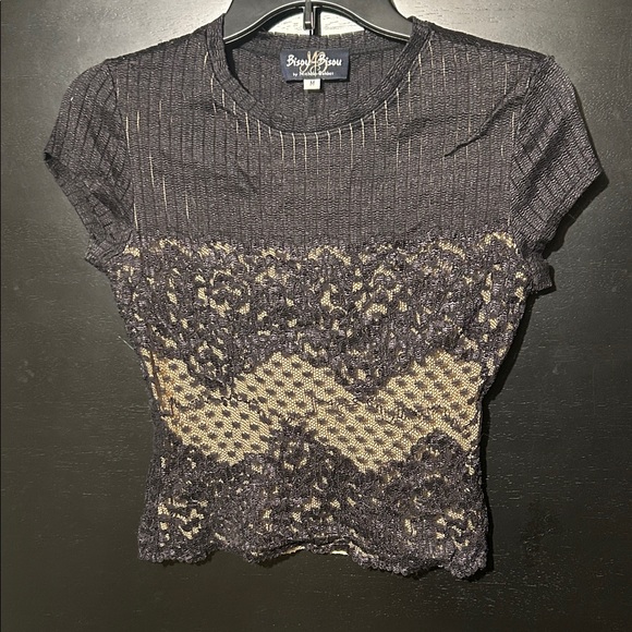 Bisou Bisou Black and Cream Lace Blouse - Picture 1 of 2